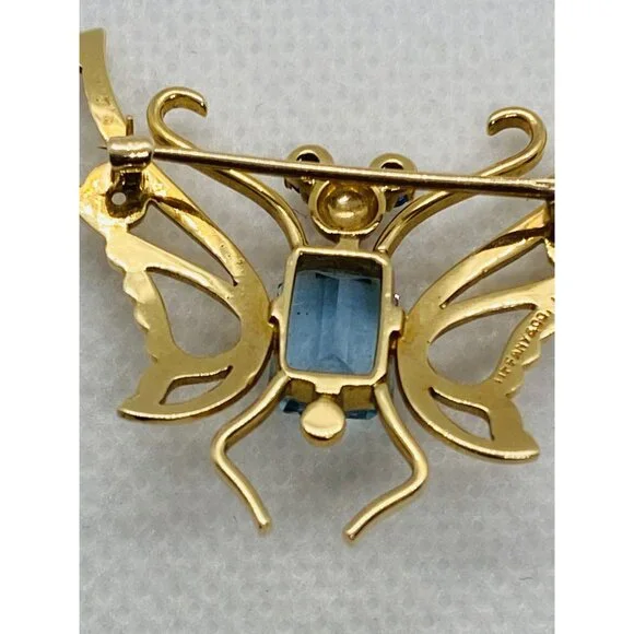 Tiffany & Co 14K 585 Yellow Gold Butterfly Brooch Vintage - Picture 9 of 14